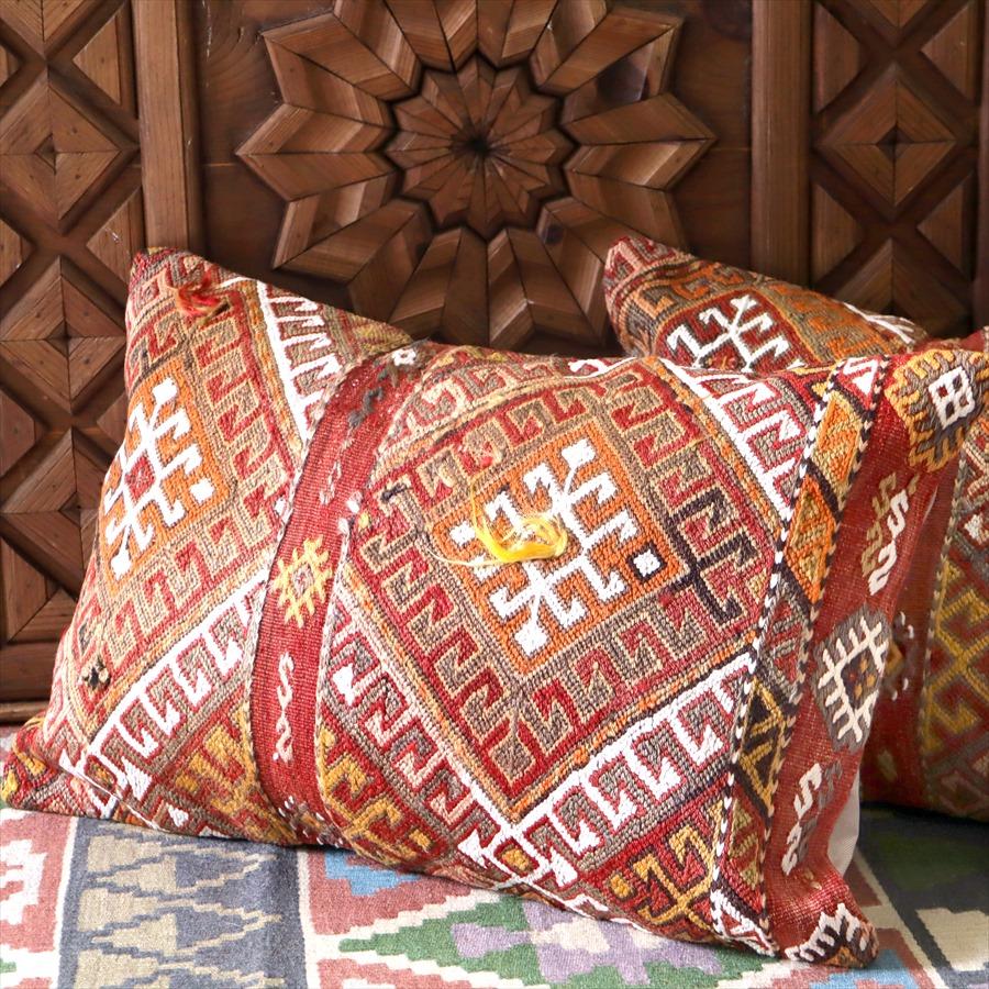 クッションカバー　オールドキリム　横長ピロー 60x40cm アダナ　ジジム ビッグピロー Turkish Old Kilim　Lumbar Pillow | ブランド登録なし