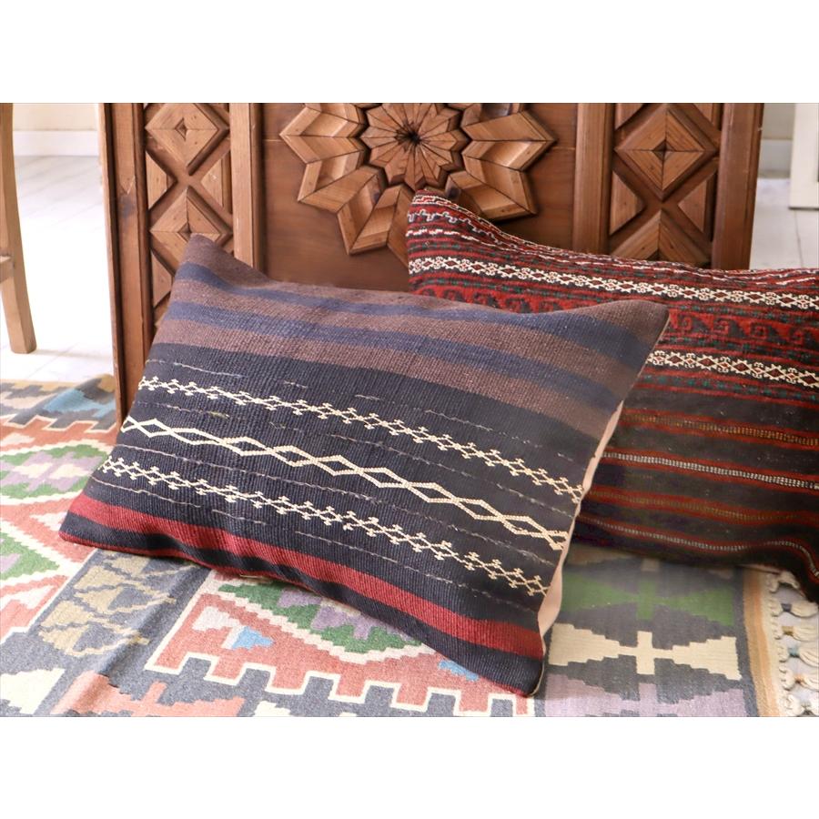 クッションカバー　オールドキリム　横長ピロー 61x39cm アフシャール ビッグピロー Turkish Old Kilim　Lumbar Pillow | ブランド登録なし | 03
