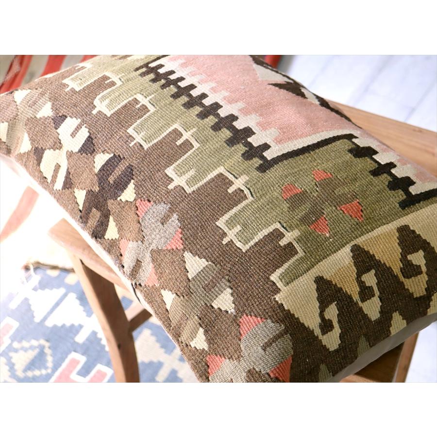 クッションカバー　オールドキリム　横長ピロー 59x40cm ピンク＆ブラウン ビッグピロー Turkish Old Kilim　Lumbar Pillow | ブランド登録なし | 02