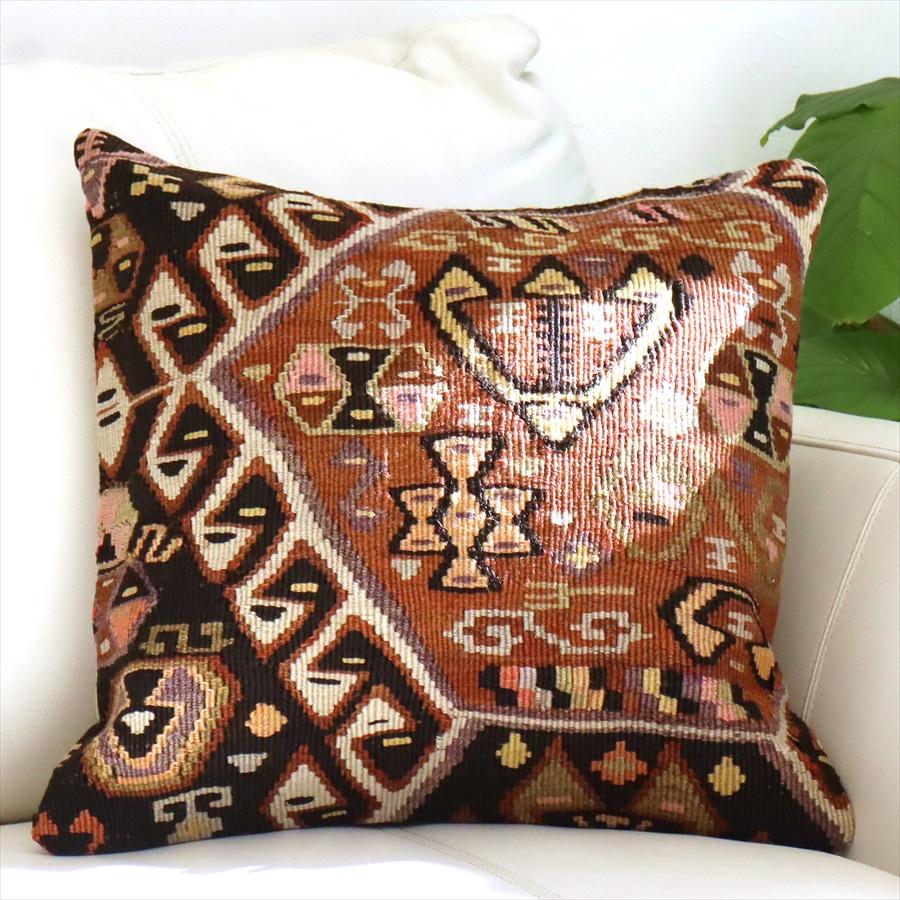オールドキリム クッションカバー 40cmサイズ カルス ブラウン :m24846