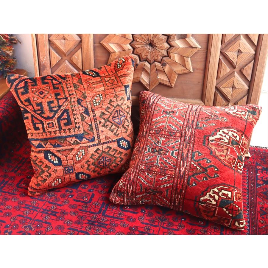 クッションカバー ヴィンテージ パイル織り 絨毯 40cmサイズ トルクメン ヤムート レッド | ブランド登録なし | 03