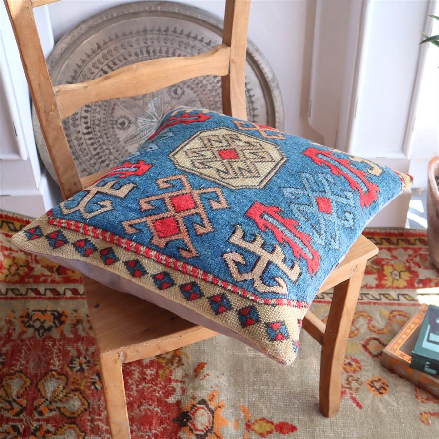 クッションカバー ヴィンテージ パイル織り 絨毯 45cmサイズ コンヤ ブルー | ブランド登録なし | 02