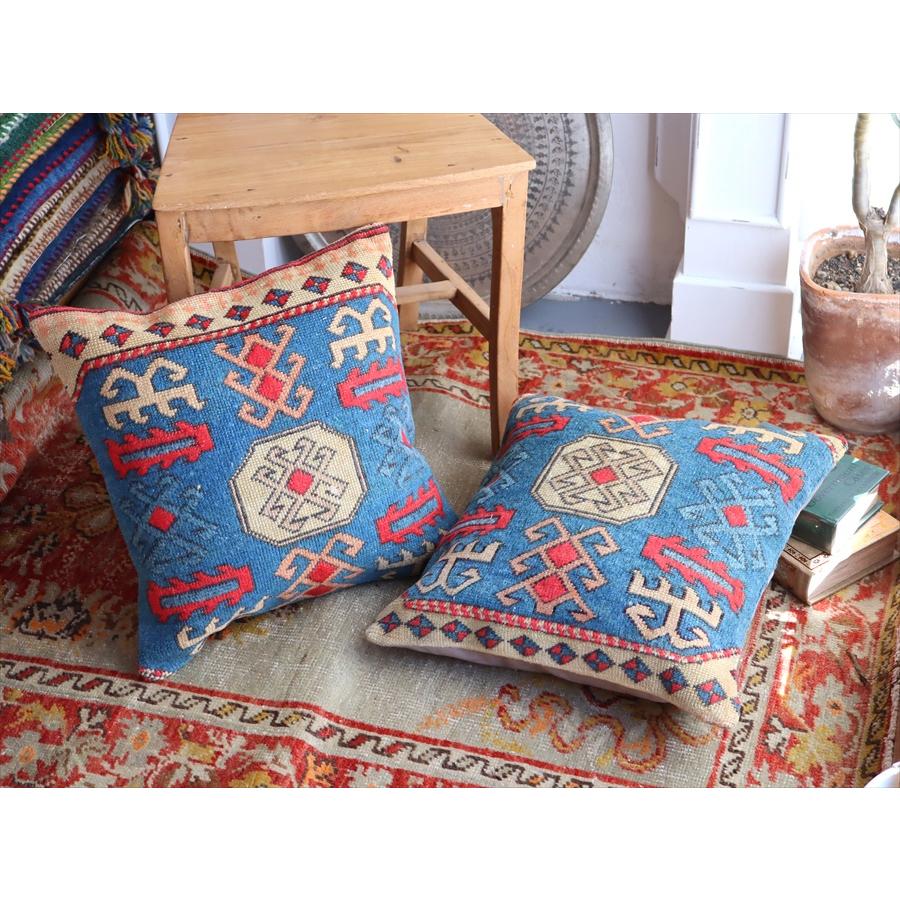 クッションカバー ヴィンテージ パイル織り 絨毯 45cmサイズ コンヤ ブルー | ブランド登録なし | 03