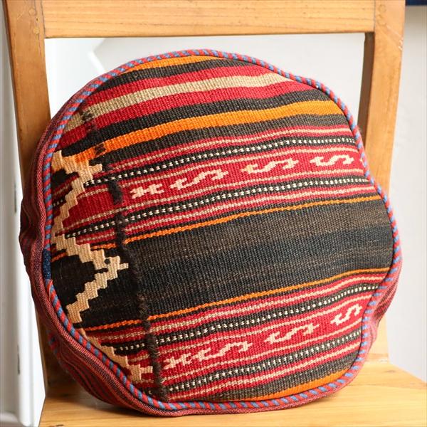 ガジャリキリムクッションカバー 円形 ラウンド型  Lサイズフックのモチーフ | ブランド登録なし