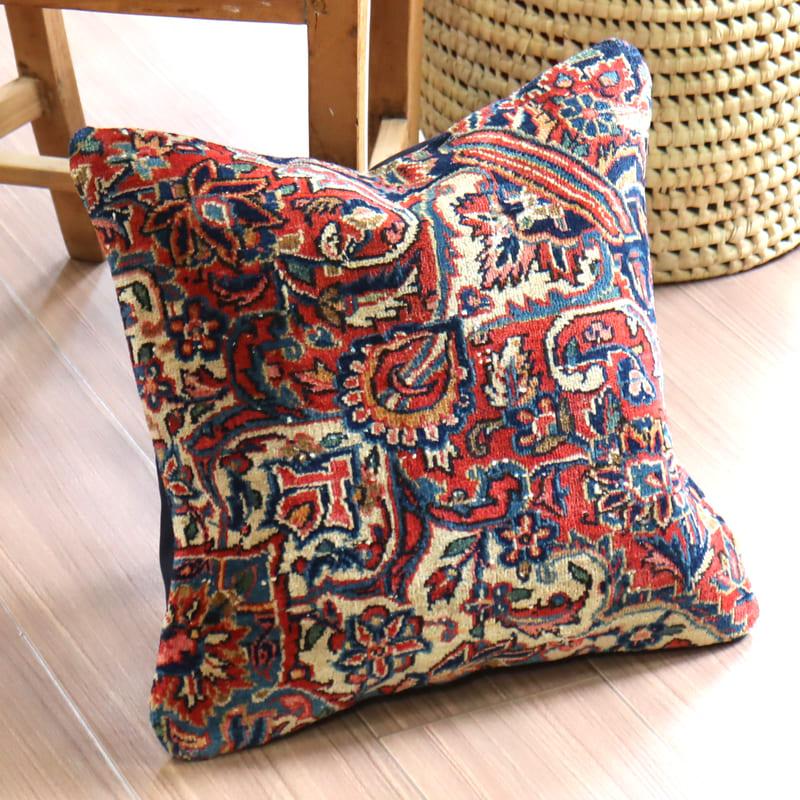 クッションカバー ヴィンテージ パイル織り 40×39cmトルコ絨毯 ヘレケ 細かなフラワーデザイン | ブランド登録なし