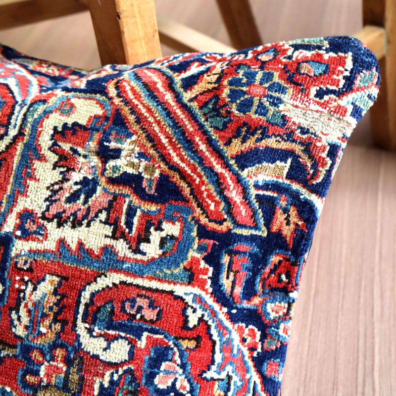 クッションカバー ヴィンテージ パイル織り 40×39cmトルコ絨毯 ヘレケ 細かなフラワーデザイン | ブランド登録なし | 04