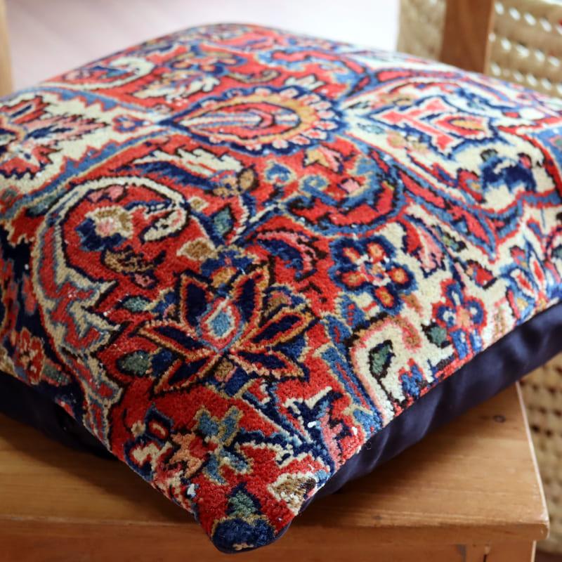 クッションカバー ヴィンテージ パイル織り 40×39cmトルコ絨毯 ヘレケ 細かなフラワーデザイン | ブランド登録なし | 05