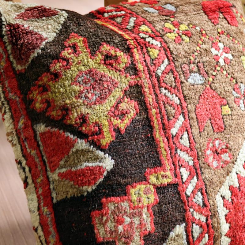 クッションカバー ヴィンテージ パイル織り 41×40cmトルコ絨毯 シワス