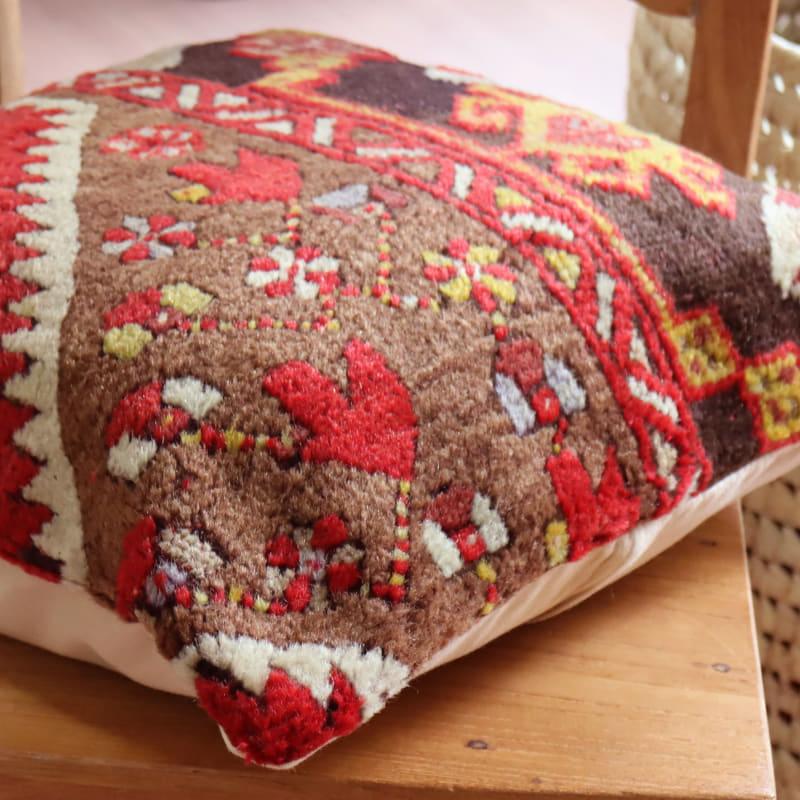 クッションカバー ヴィンテージ パイル織り 41×40cmトルコ絨毯 シワス