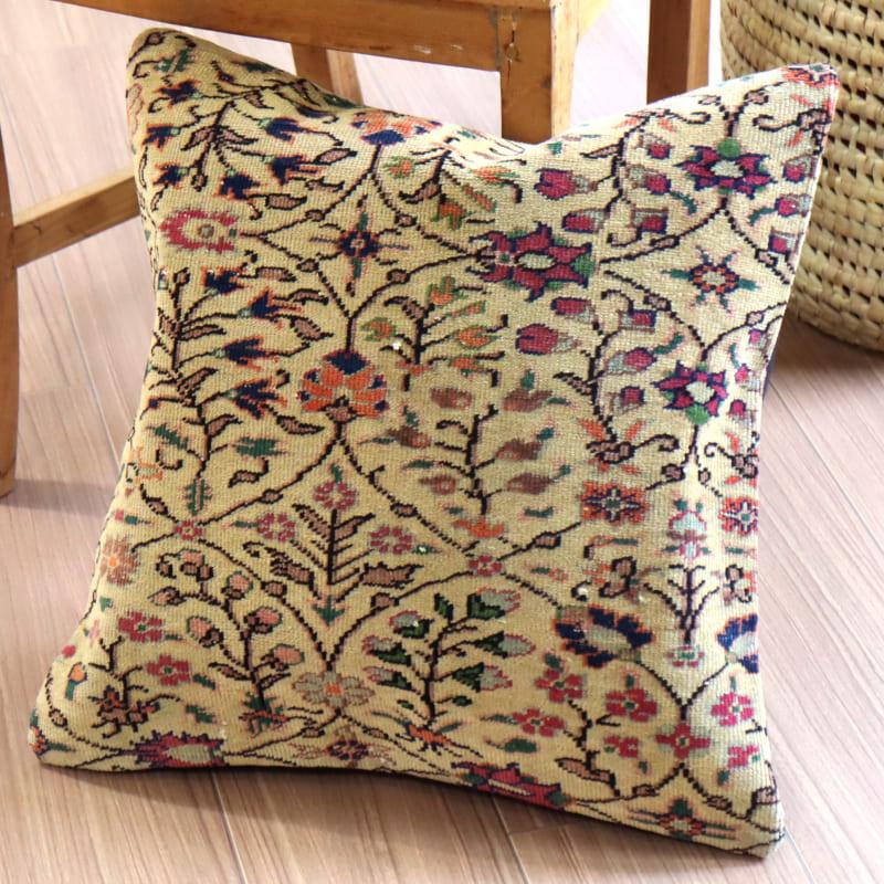 クッションカバー ヴィンテージ パイル織り 46×45cmトルコ絨毯