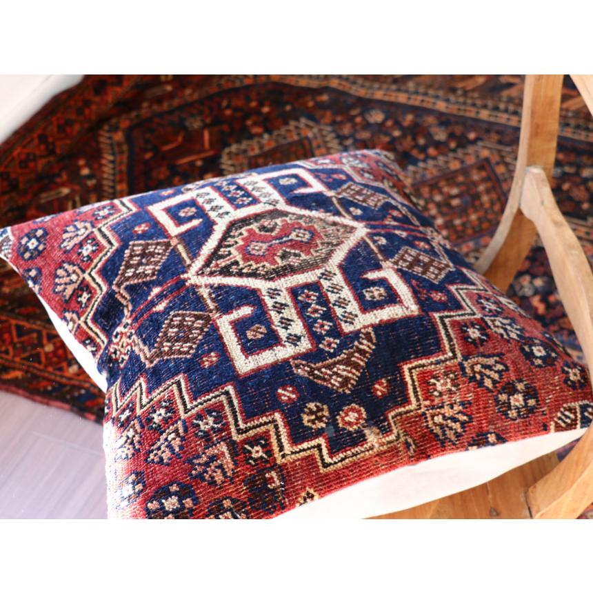 アンティークラグ クッションカバー 50×50cm カシュカイ族 手織り絨毯 | ブランド登録なし | 03