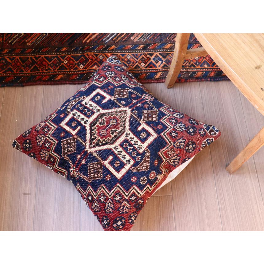アンティークラグ クッションカバー 50×50cm カシュカイ族 手織り絨毯 | ブランド登録なし | 05