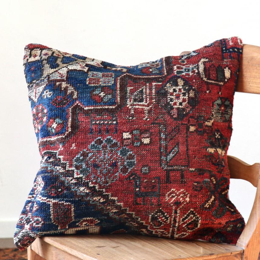 アンティークラグ クッションカバー 50×50cm カシュカイ族 手織り絨毯 | ブランド登録なし