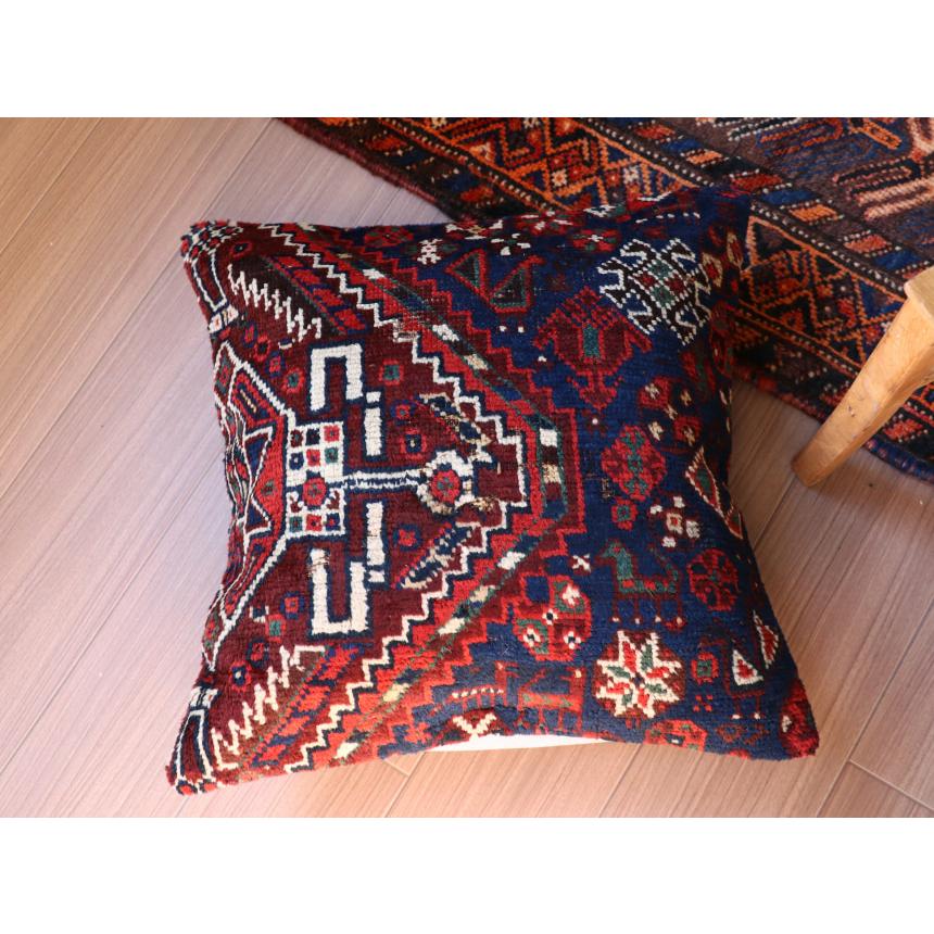 アンティークラグ クッションカバー 49×50cm カシュカイ族 手織り絨毯 | ブランド登録なし | 02