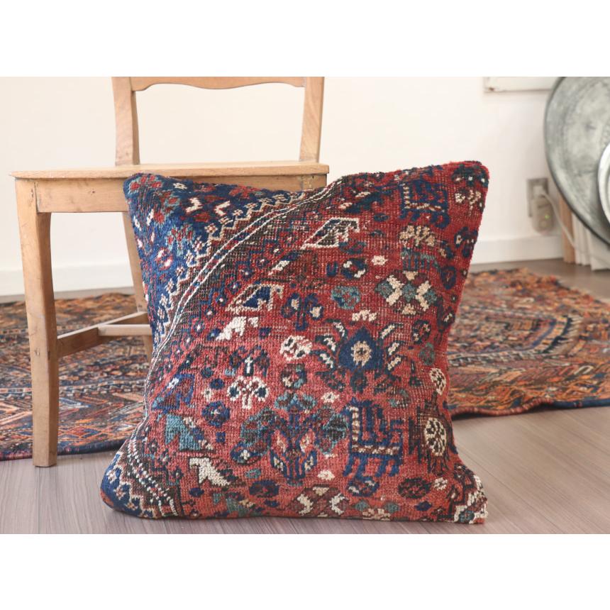 アンティークラグ クッションカバー 49×49cm カシュカイ族 手織り絨毯 | ブランド登録なし | 01