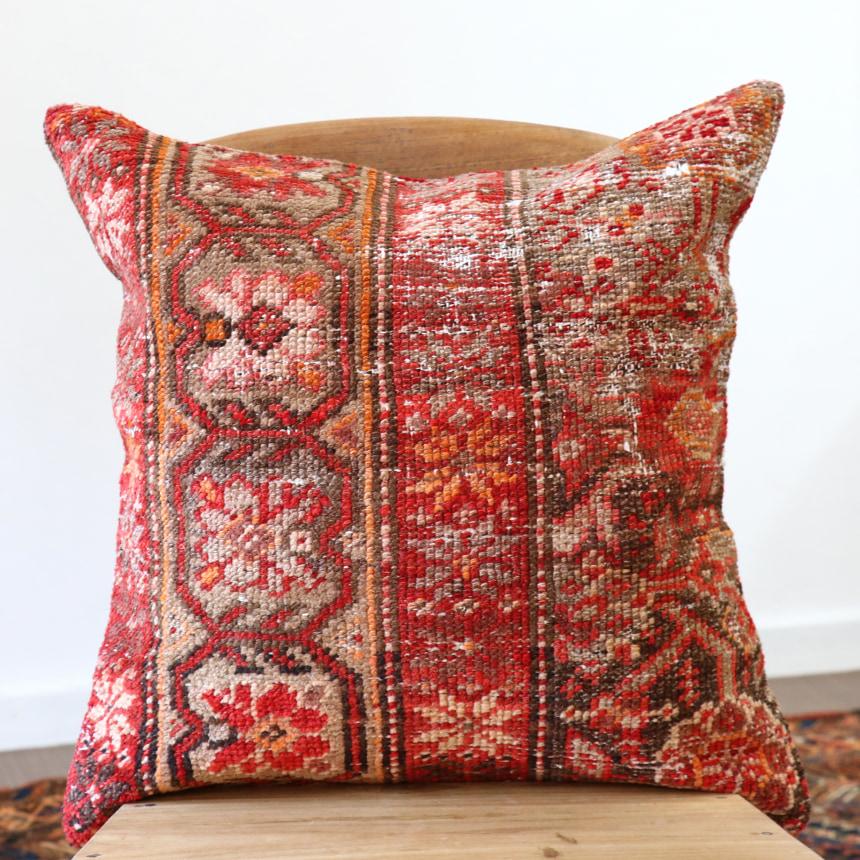 アンティークラグ クッションカバー 50×50cm ヴィンテージ　パイル織り絨毯 | ブランド登録なし