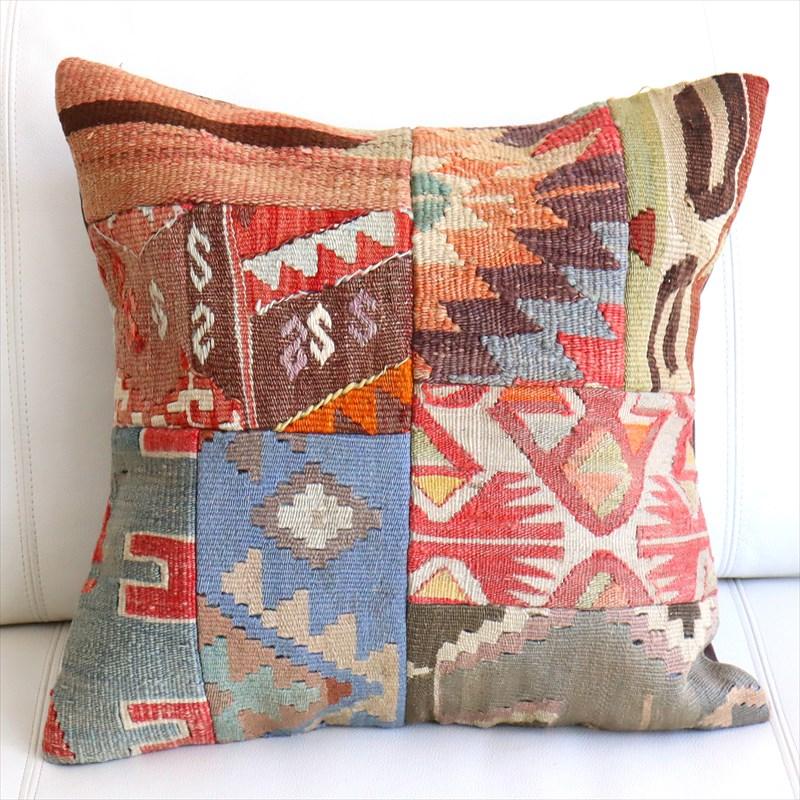 オールドキリムクッションカバー 45×46cm パッチワーク Old Kilim Cushion | 