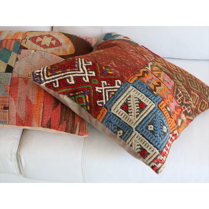 オールドキリムクッションカバー 45×44cm パッチワーク Old Kilim Cushion |  | 03