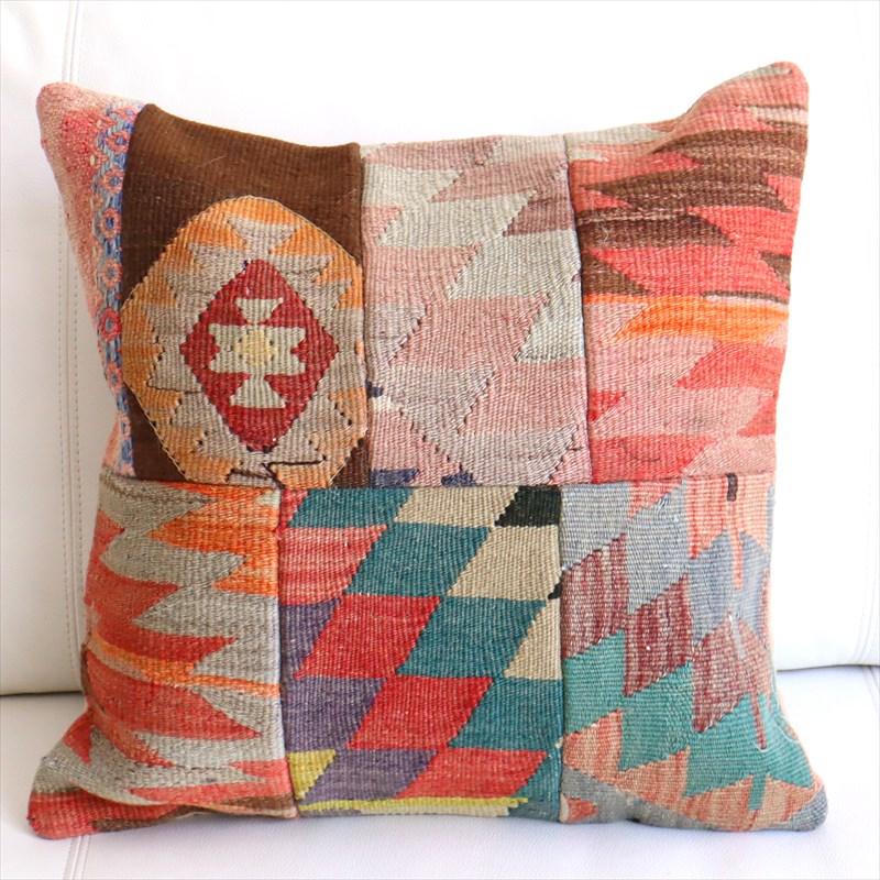 オールドキリムクッションカバー 44×44cm パッチワーク Old Kilim Cushion | 