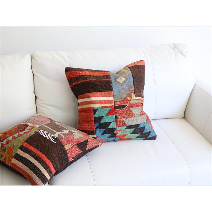 オールドキリムクッションカバー 45×46cm パッチワーク Old Kilim Cushion |  | 01