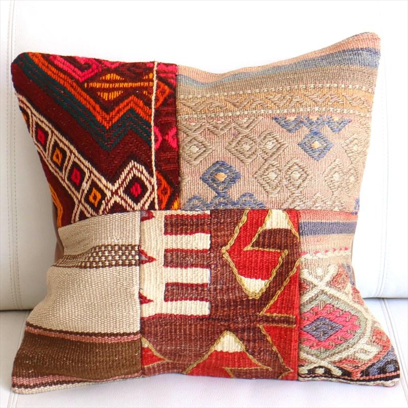 オールドキリムクッションカバー 45×44cm パッチワーク Old Kilim Cushion | 