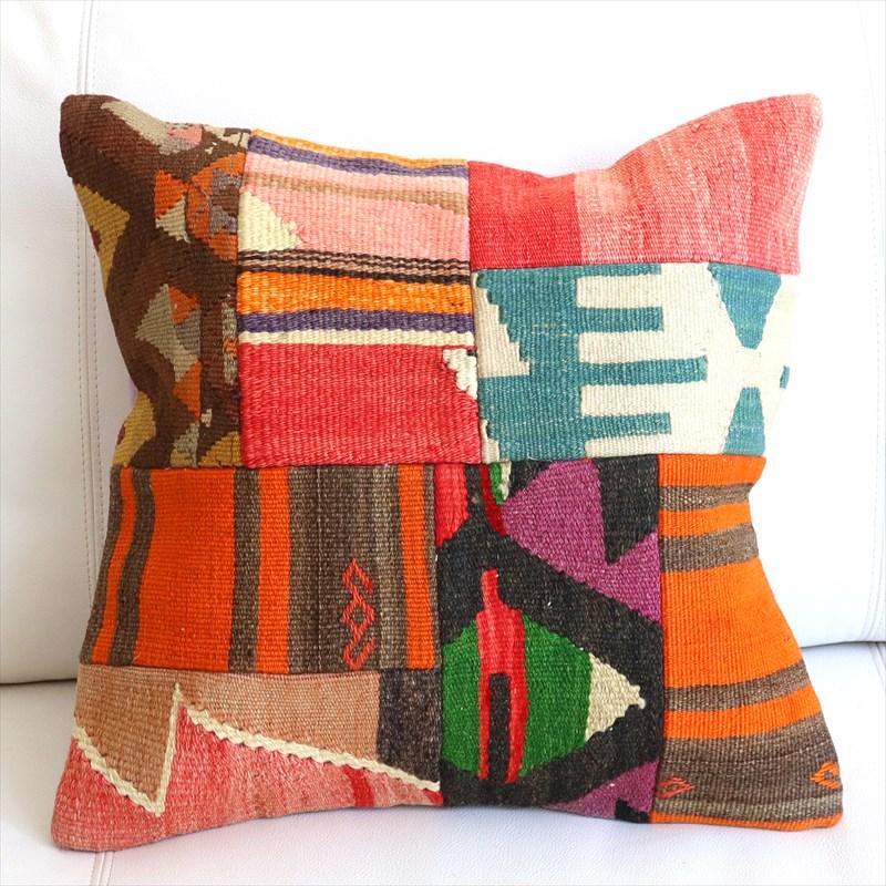 クッションカバー キリムパッチワーク 45×44cm Old Kilim Cushion | 