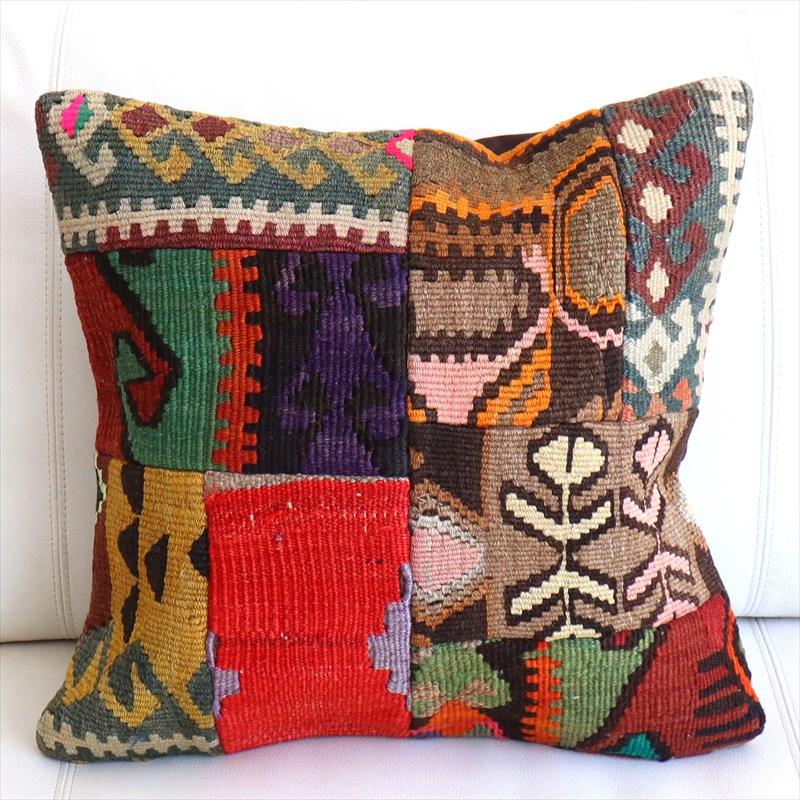 クッションカバー キリムパッチワーク 46×45cm Old Kilim Cushion | 