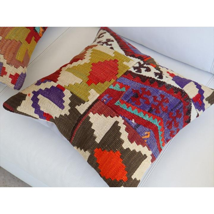 クッションカバー キリムパッチワーク 40×41cm Old Kilim Cushion |  | 02