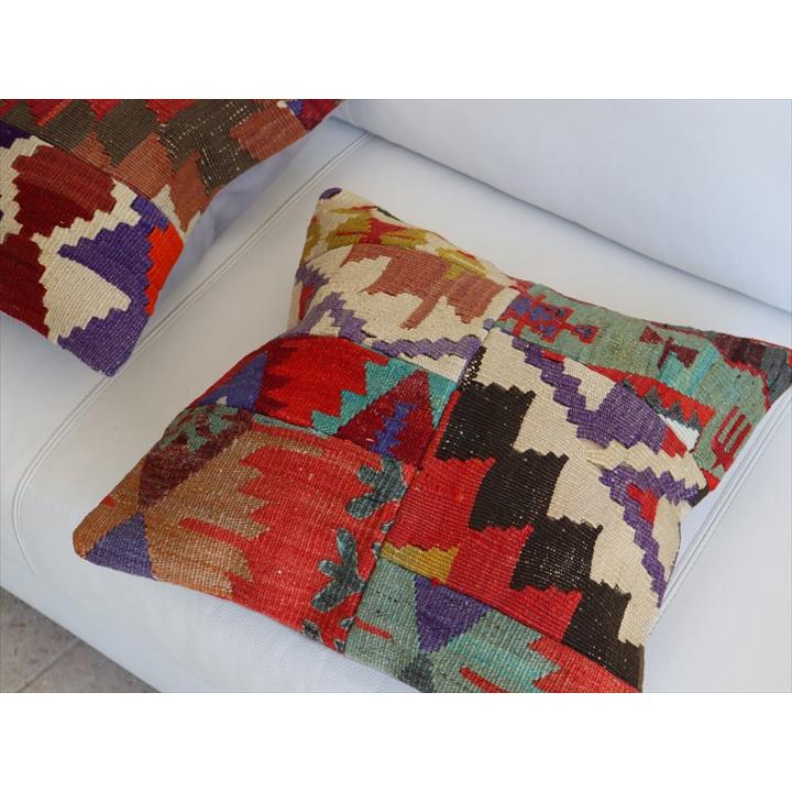クッションカバー キリムパッチワーク 40×40cm Old Kilim Cushion |  | 02
