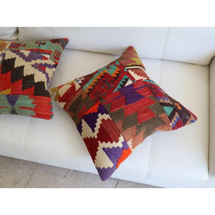 クッションカバー キリムパッチワーク 40×40cm Old Kilim Cushion |  | 02