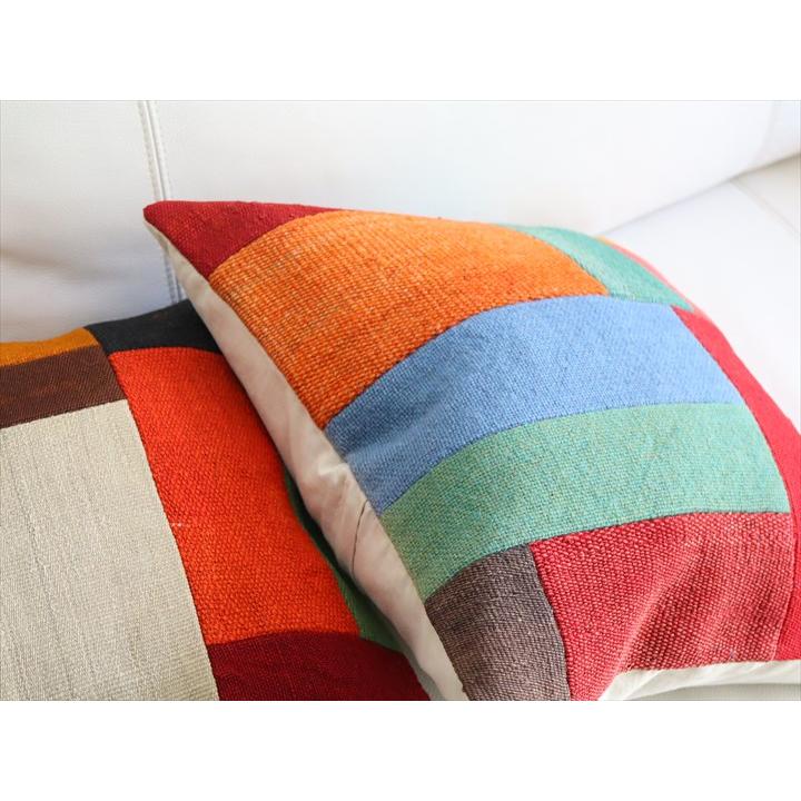 オールドキリム クッションカバー 40×40cm ペルデパッチワーク カラフルミックス Old Kiilim Cushion | ブランド登録なし | 03