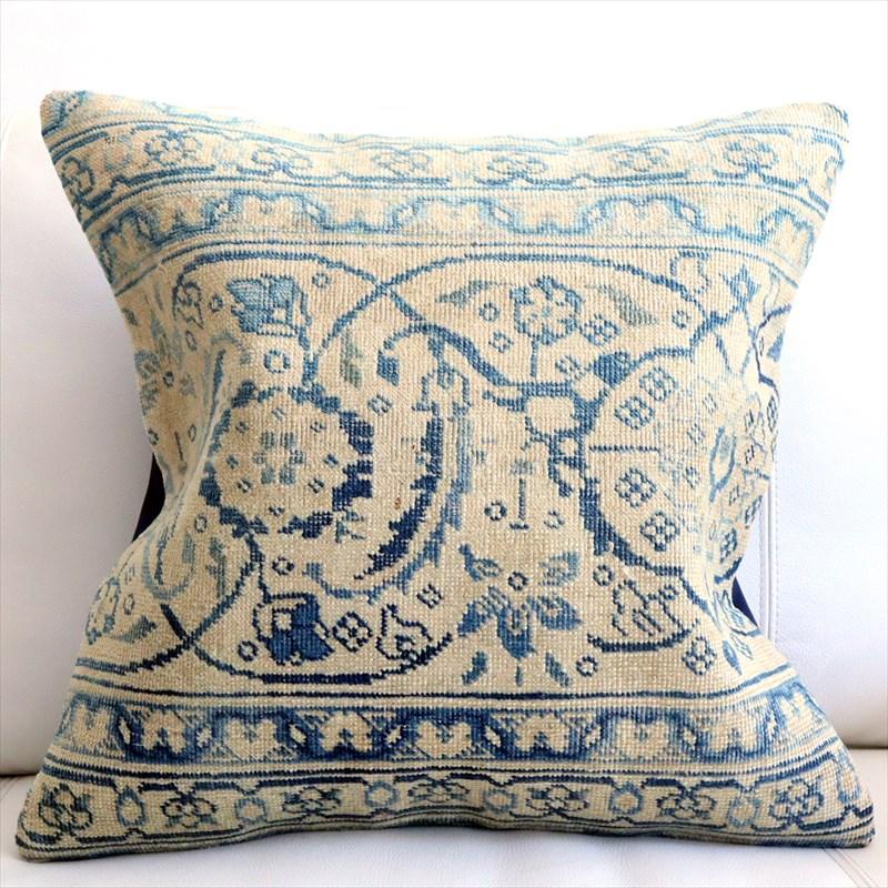 ヴィンテージ 絨毯クッション 45×45cm ブリーチしたアンティーク加工 Old Carpet Cushion | ブランド登録なし