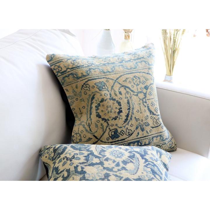 ヴィンテージ 絨毯クッション 45×45cm ブリーチしたアンティーク加工 Old Carpet Cushion | ブランド登録なし | 01