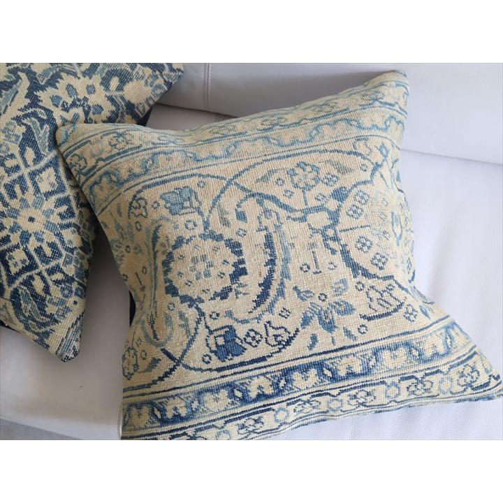 ヴィンテージ 絨毯クッション 45×45cm ブリーチしたアンティーク加工 Old Carpet Cushion | ブランド登録なし | 02