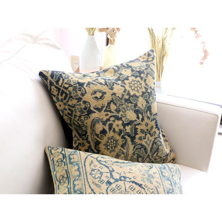 ヴィンテージ 絨毯クッション 45×45cm ブリーチしたアンティーク加工 Old Carpet Cushion | ブランド登録なし | 01