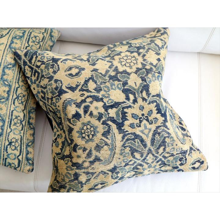 ヴィンテージ 絨毯クッション 45×45cm ブリーチしたアンティーク加工 Old Carpet Cushion | ブランド登録なし | 02