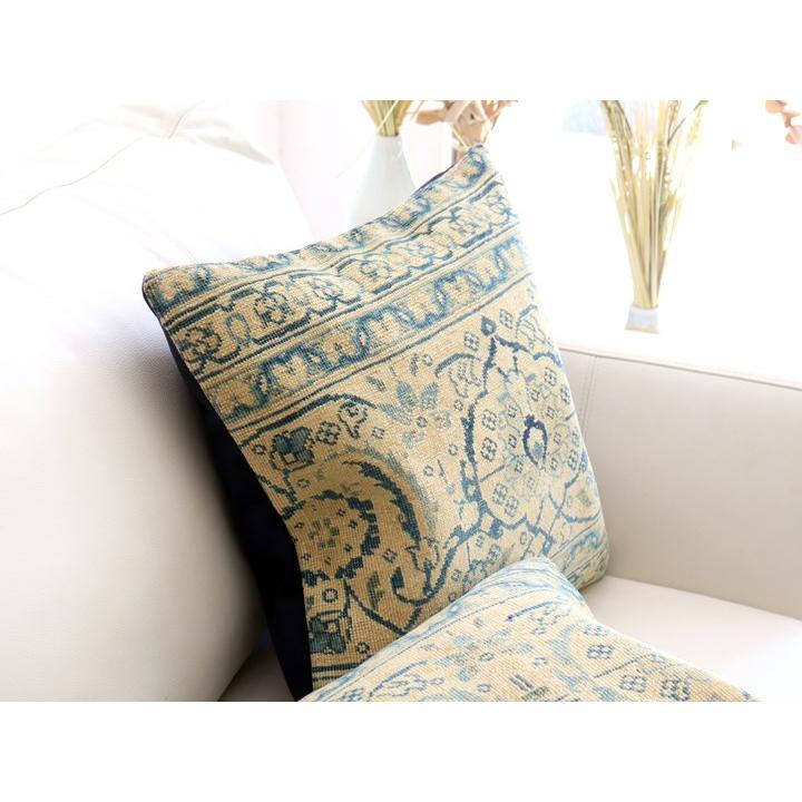 ヴィンテージ 絨毯クッション 45×45cm ブリーチしたアンティーク加工 Old Carpet Cushion | ブランド登録なし | 01