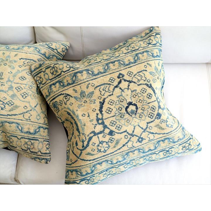 ヴィンテージ 絨毯クッション 45×45cm ブリーチしたアンティーク加工 Old Carpet Cushion | ブランド登録なし | 02