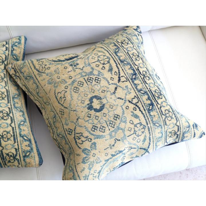 ヴィンテージ 絨毯クッション 45×45cm ブリーチしたアンティーク加工 Old Carpet Cushion | ブランド登録なし | 02