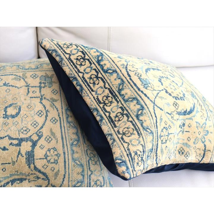 ヴィンテージ 絨毯クッション 45×43cm ブリーチしたアンティーク加工 Old Carpet Cushion | ブランド登録なし | 03