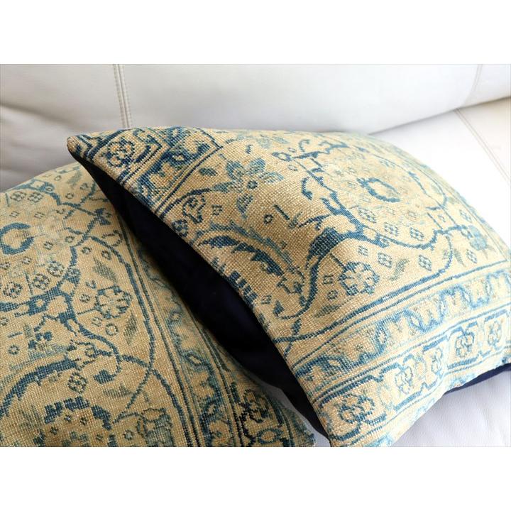 ヴィンテージ 絨毯クッション 45×45cm ブリーチしたアンティーク加工 Old Carpet Cushion | ブランド登録なし | 03