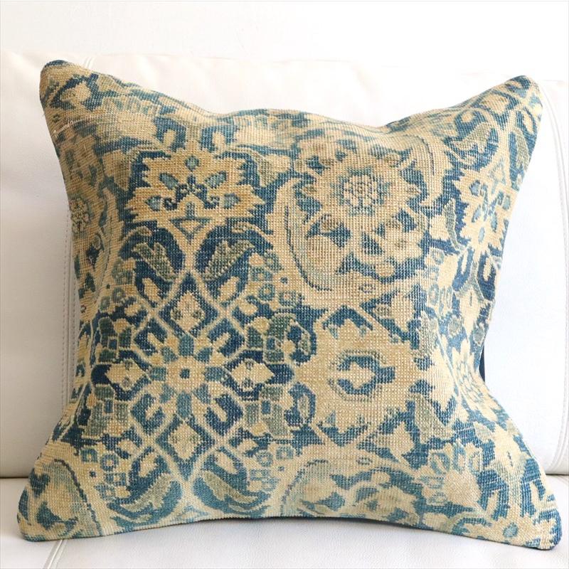 ヴィンテージ 絨毯クッション 45×43cm ブリーチしたアンティーク加工 Old Carpet Cushion | ブランド登録なし