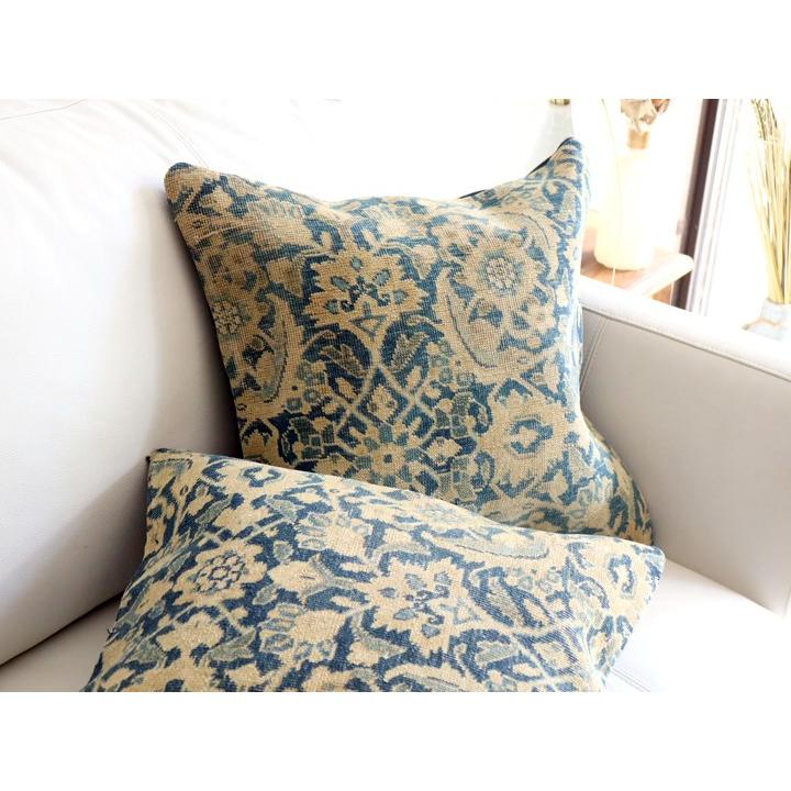 ヴィンテージ 絨毯クッション 45×43cm ブリーチしたアンティーク加工 Old Carpet Cushion | ブランド登録なし | 01