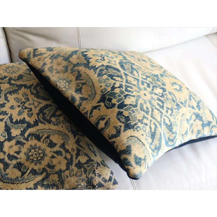 ヴィンテージ 絨毯クッション 45×43cm ブリーチしたアンティーク加工 Old Carpet Cushion | ブランド登録なし | 03