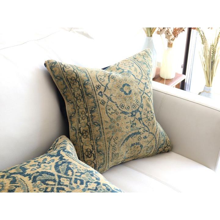 ヴィンテージ 絨毯クッション 45×45cm ブリーチしたアンティーク加工 Old Carpet Cushion | ブランド登録なし | 01