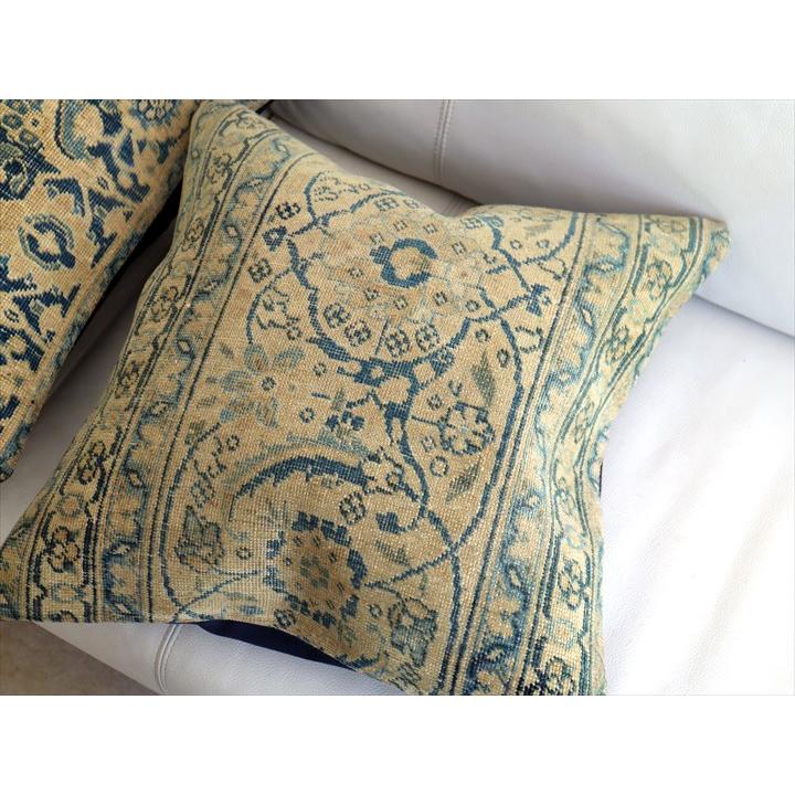 ヴィンテージ 絨毯クッション 45×45cm ブリーチしたアンティーク加工 Old Carpet Cushion | ブランド登録なし | 02