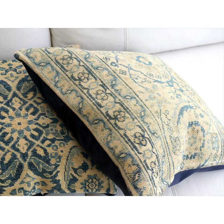 ヴィンテージ 絨毯クッション 45×45cm ブリーチしたアンティーク加工 Old Carpet Cushion | ブランド登録なし | 03