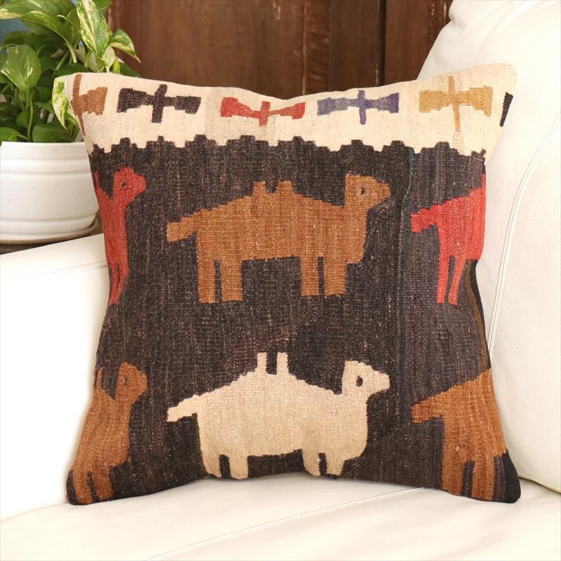 オールドキリム クッションカバー 40cm角 40×40cm シワス　ラクダ | 