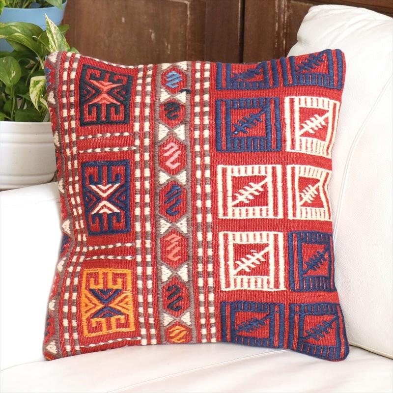 オールドキリム クッションカバー 40cm角 40×40cm ベルガマ ジジム | 