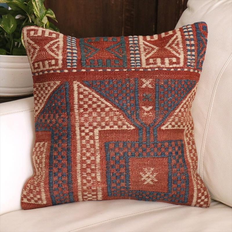 オールドキリム クッションカバー 40cm角 40×40cm ベルガマ ジジム | 